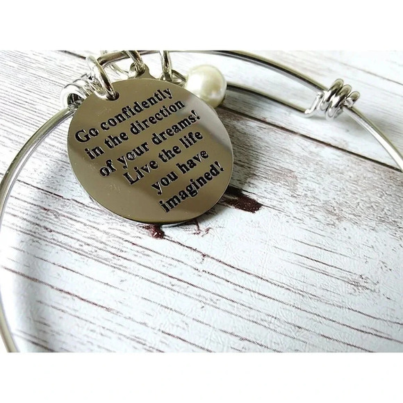 Inspirational Wire Bracelet 'Go Confidently in the Direction of Your Dreams' - Picture 1 of 5